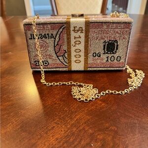 Beaded Crystal Pink, White and Gold Money bag!!!